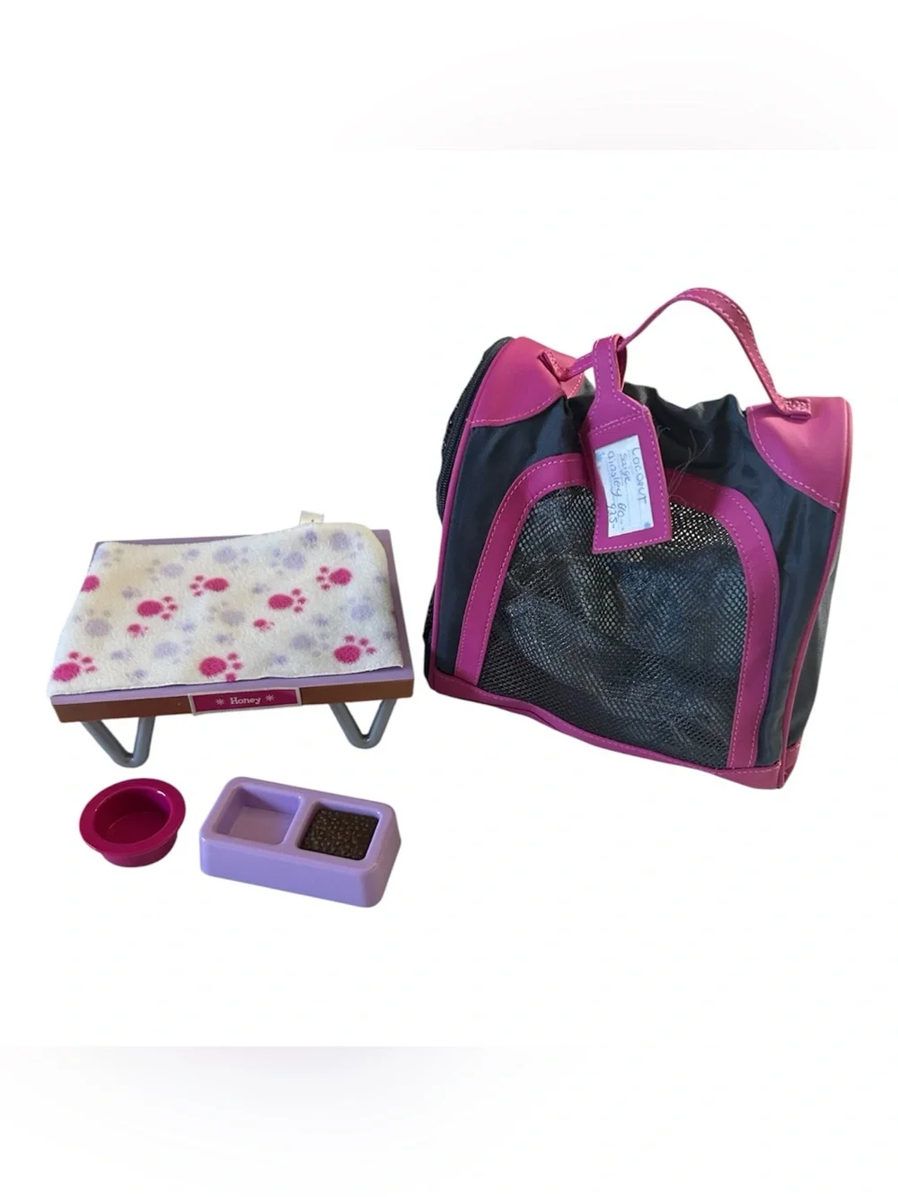 American Girl Sleep and Snack Bed and Pet Carrier Lot